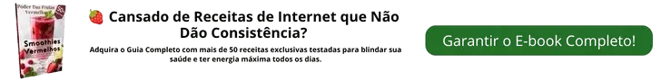 Banner horizontal do e-book Poder das Frutas Vermelhas com receitas de smoothies saudáveis e botão verde de CTA.